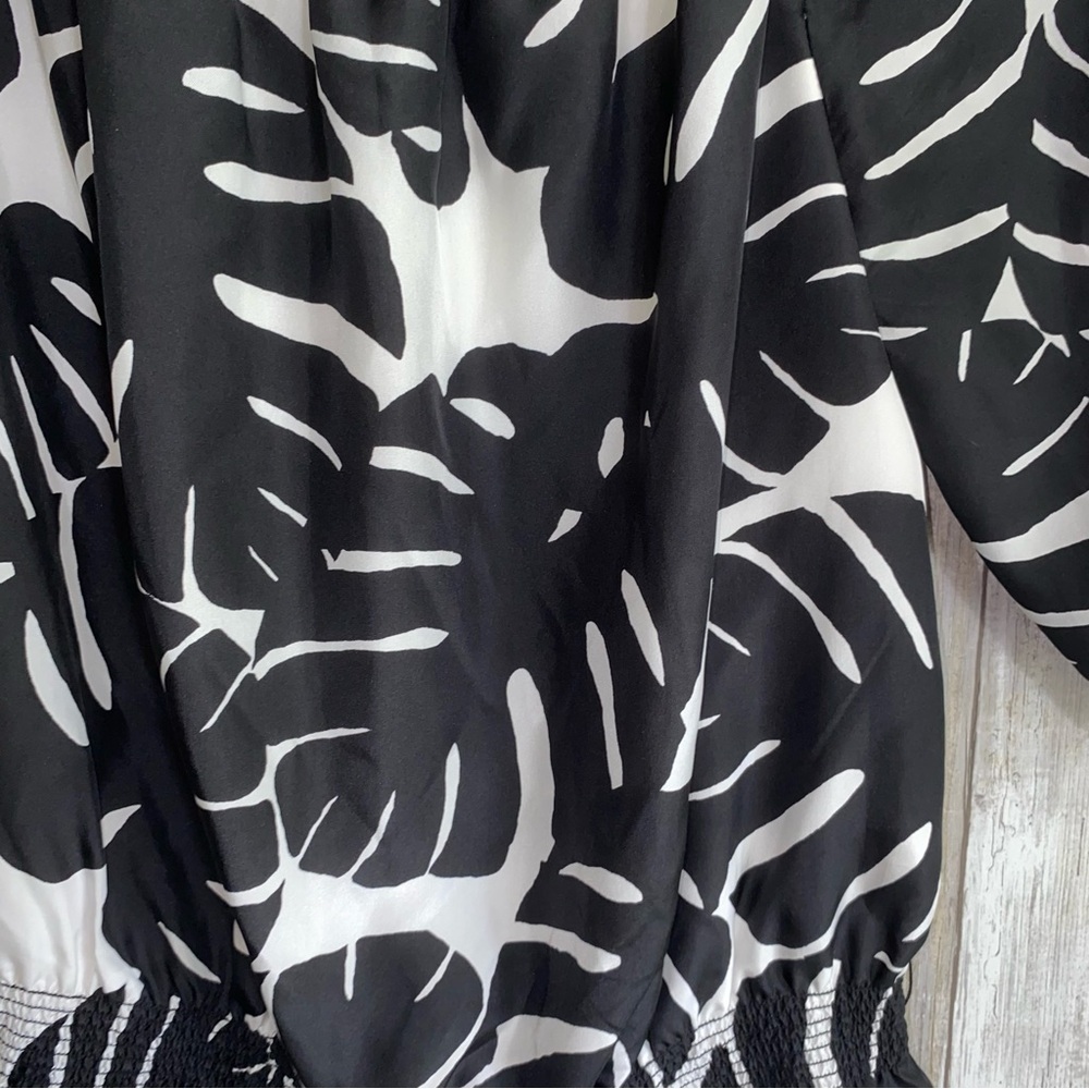 White House Black Market Silk Black Off The Shoulder Blouse - Picture 2 of 6